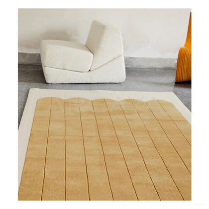 Light Yellow Stripe Fringe Rug Dsm P030 F - scene