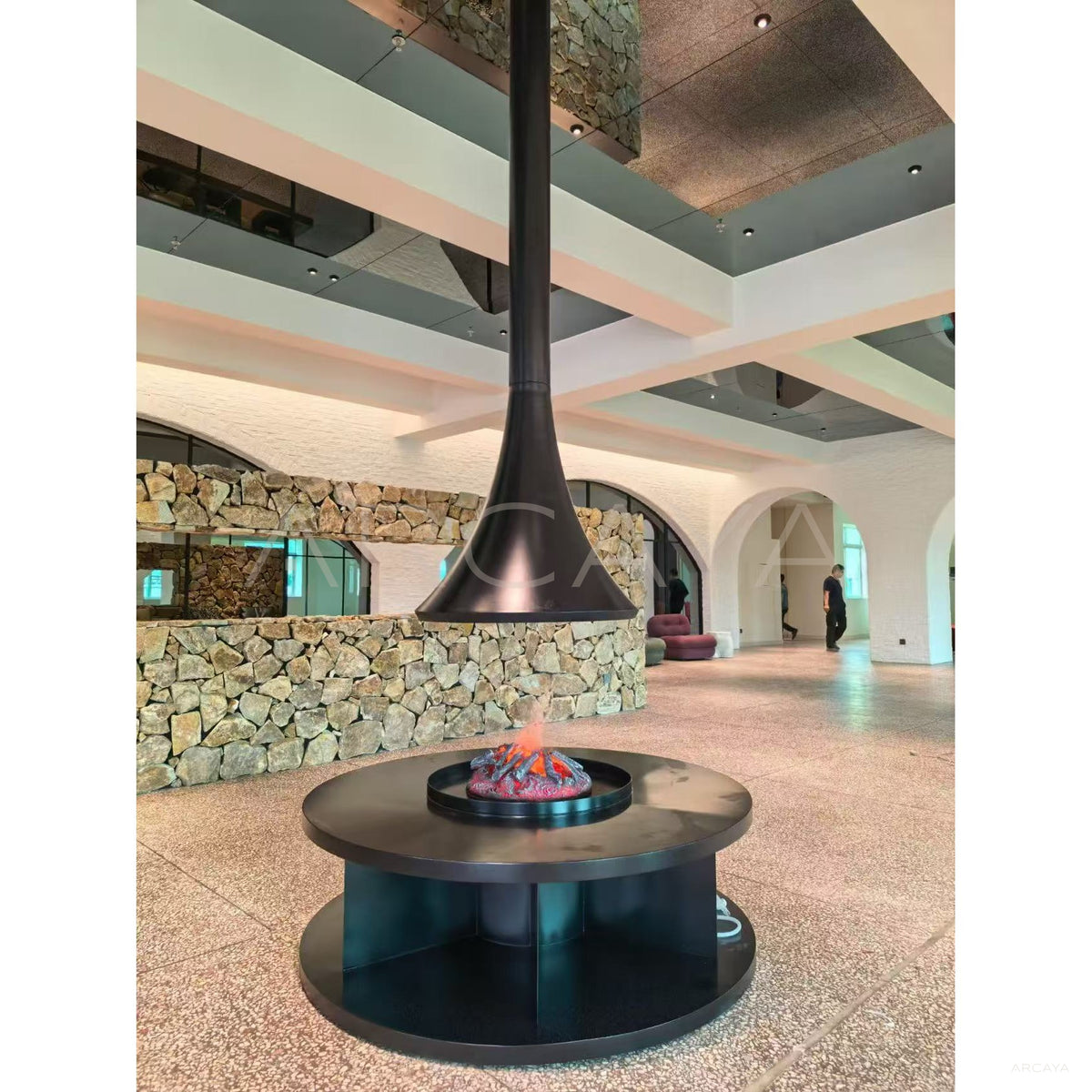 Hanging Electric Platform Fireplace in detail
