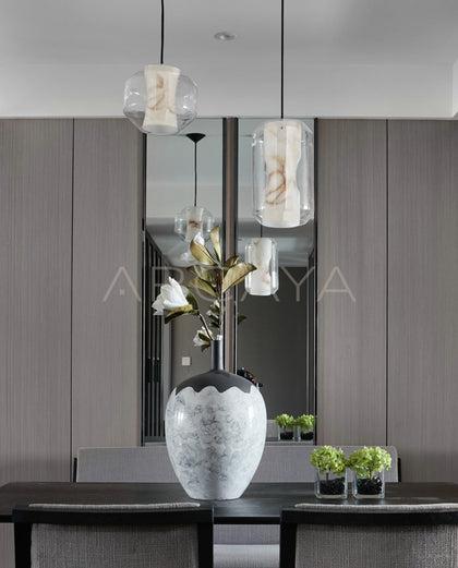 Glass Alabaster Cylinder Pendant Light 10811 - scene
