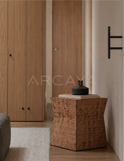 Textured Handwoven Side Table Dressing Room - scene