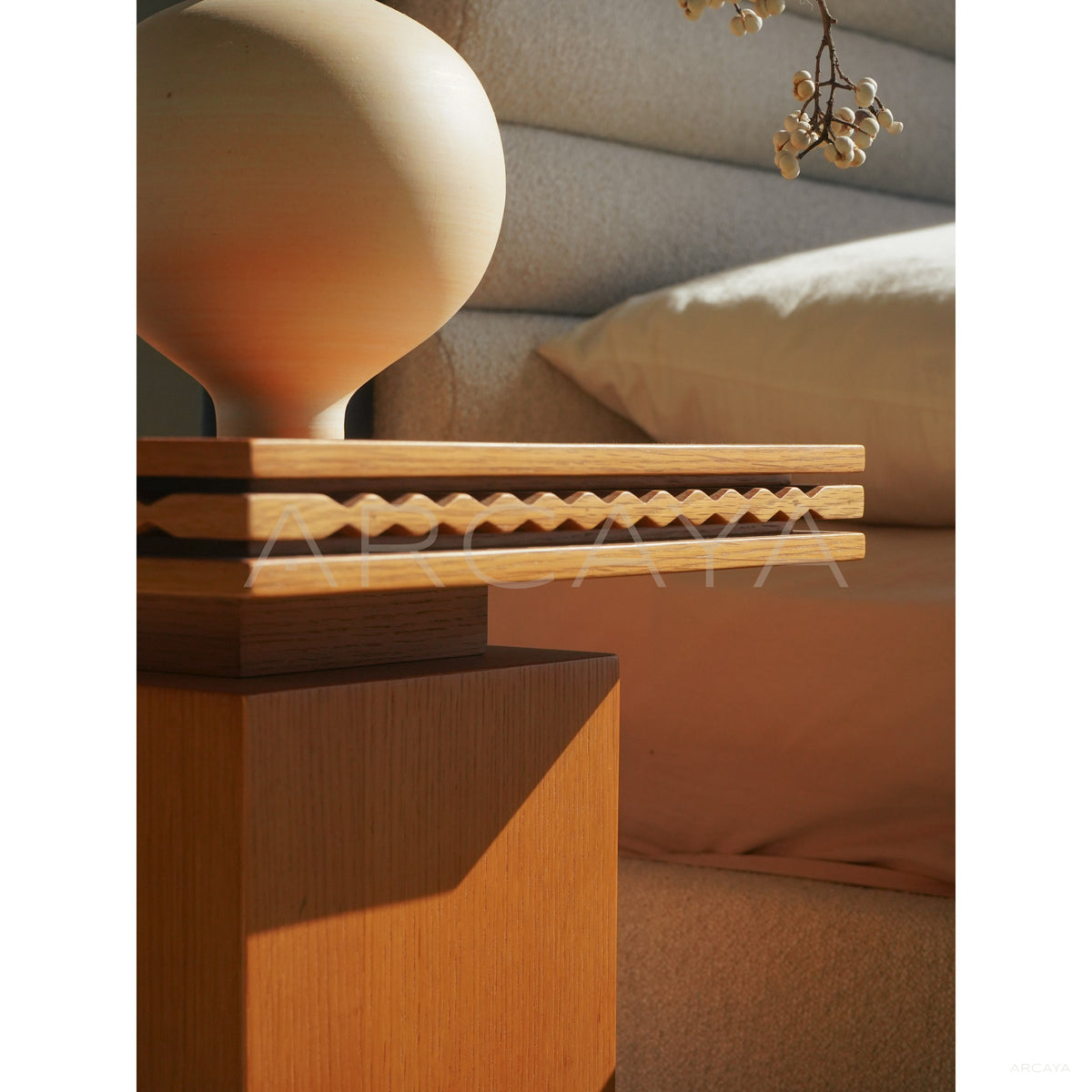 Dio Oak Moss Side Table in detail