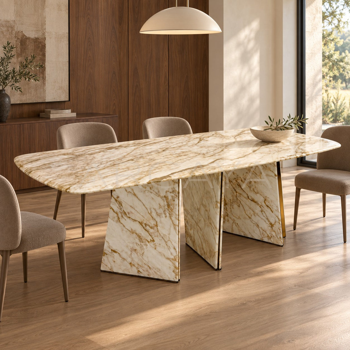 Mouth Series Fish Belly Gold Marble Dining Table - main