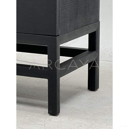 New Chinese Black Solid Wood Multi Compartment Tall Cabinet - scene