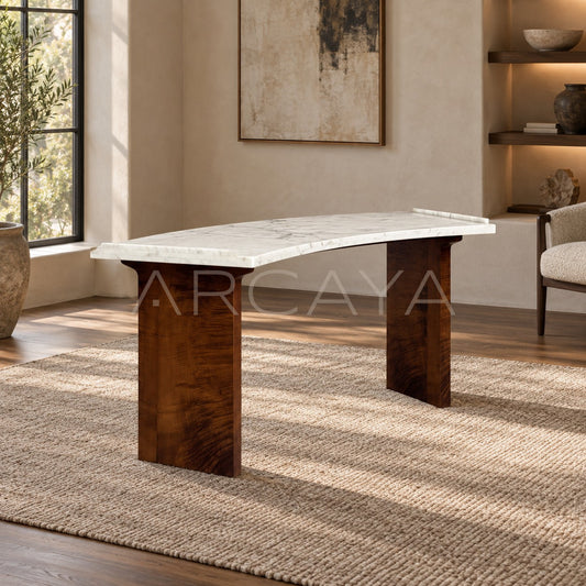 Custom Wabi Sabi Fan Shaped Desk - scene