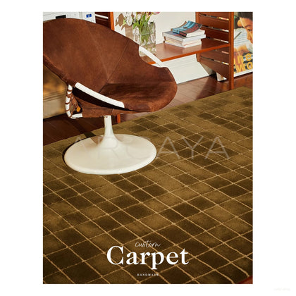 Olive Fine Check Rug Dsm P004 C03 - scene