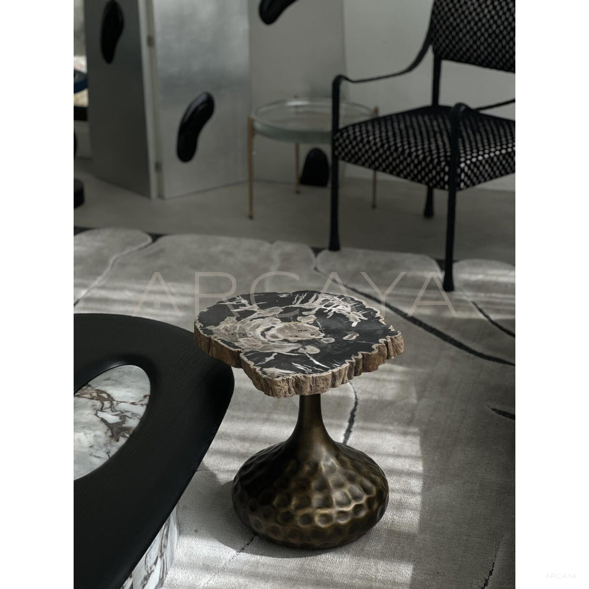 Petrified Wood Wabi Sabi Side Table in detail