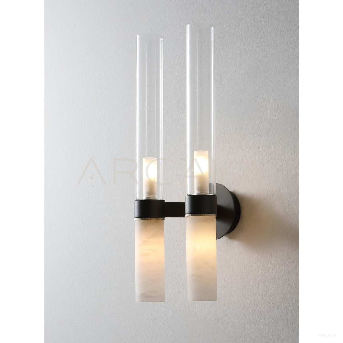 Double Crystal Tube Alabaster Wall Light 80556 in detail
