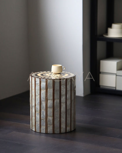 Shell Inlay Mobile Side Table - scene