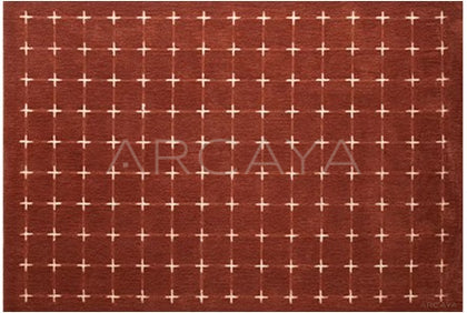 Terracotta Dot Check Rug Dsm P022 F - scene