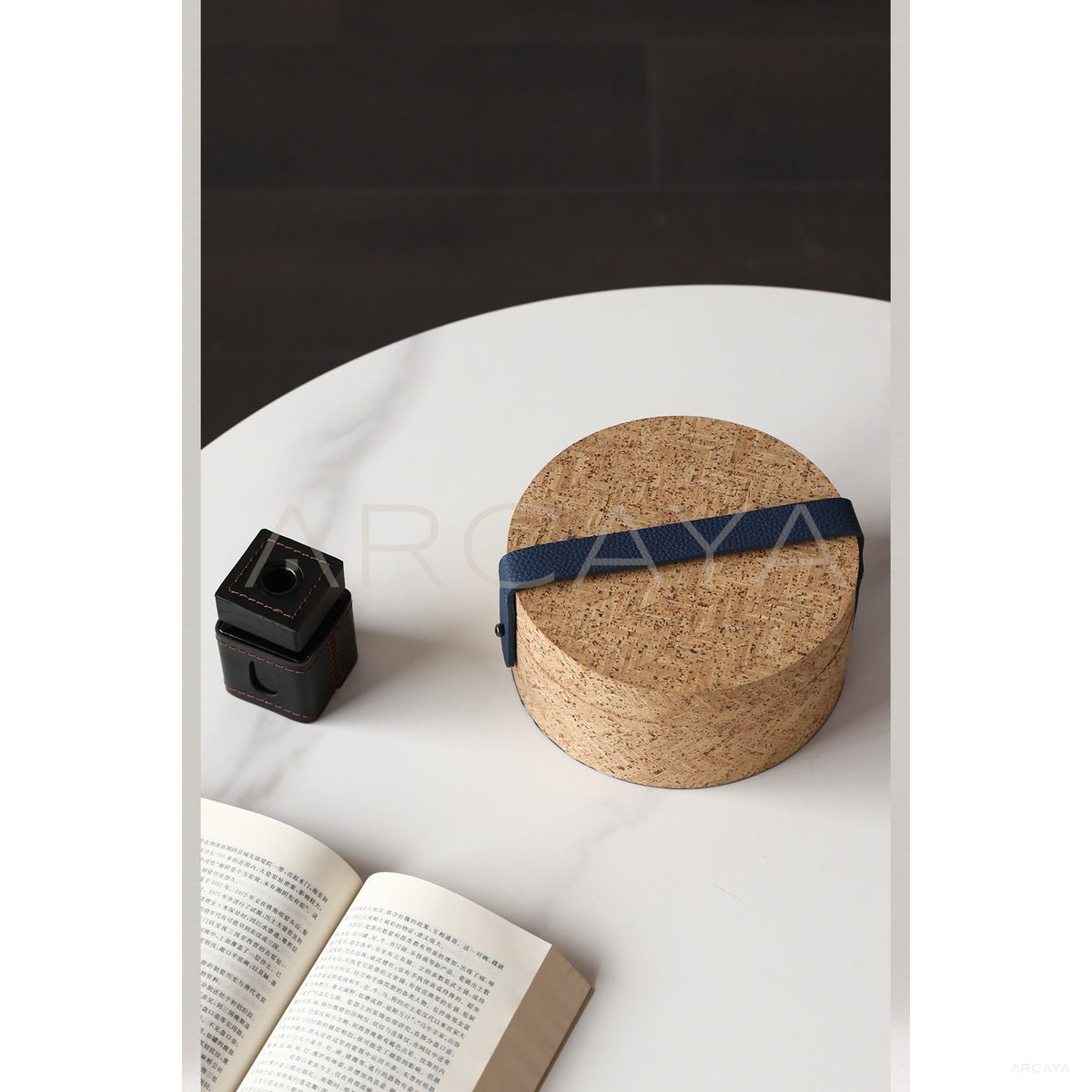Natural Cork Woven Jewelry Storage Box in detail