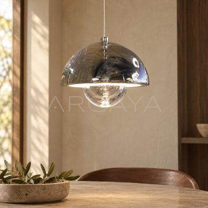 Silver Mushroom Globe Pendant Light 80604 - main