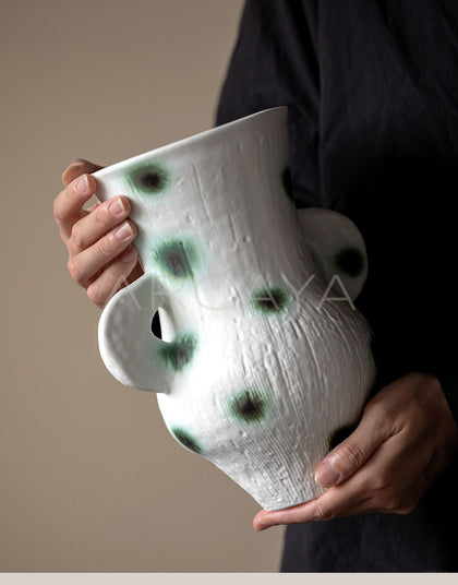 Dadan Green Dot Double Ear Vase - scene