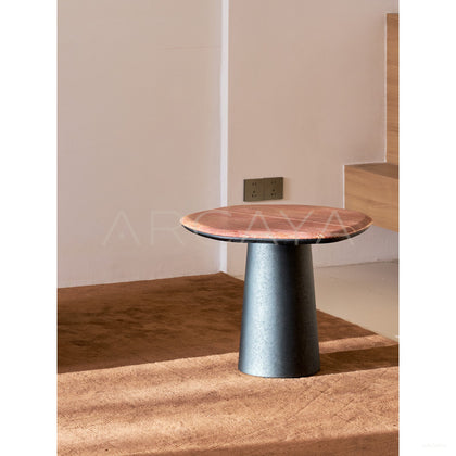 Red Travertine Side Table - scene