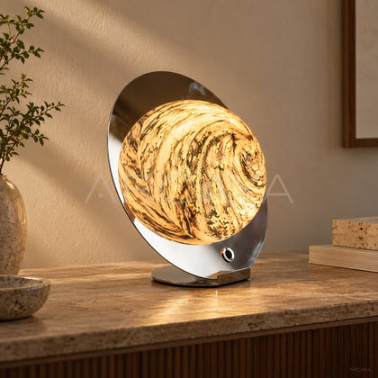 Stone Half Moon Disc Low Table Lamp 96175 - main
