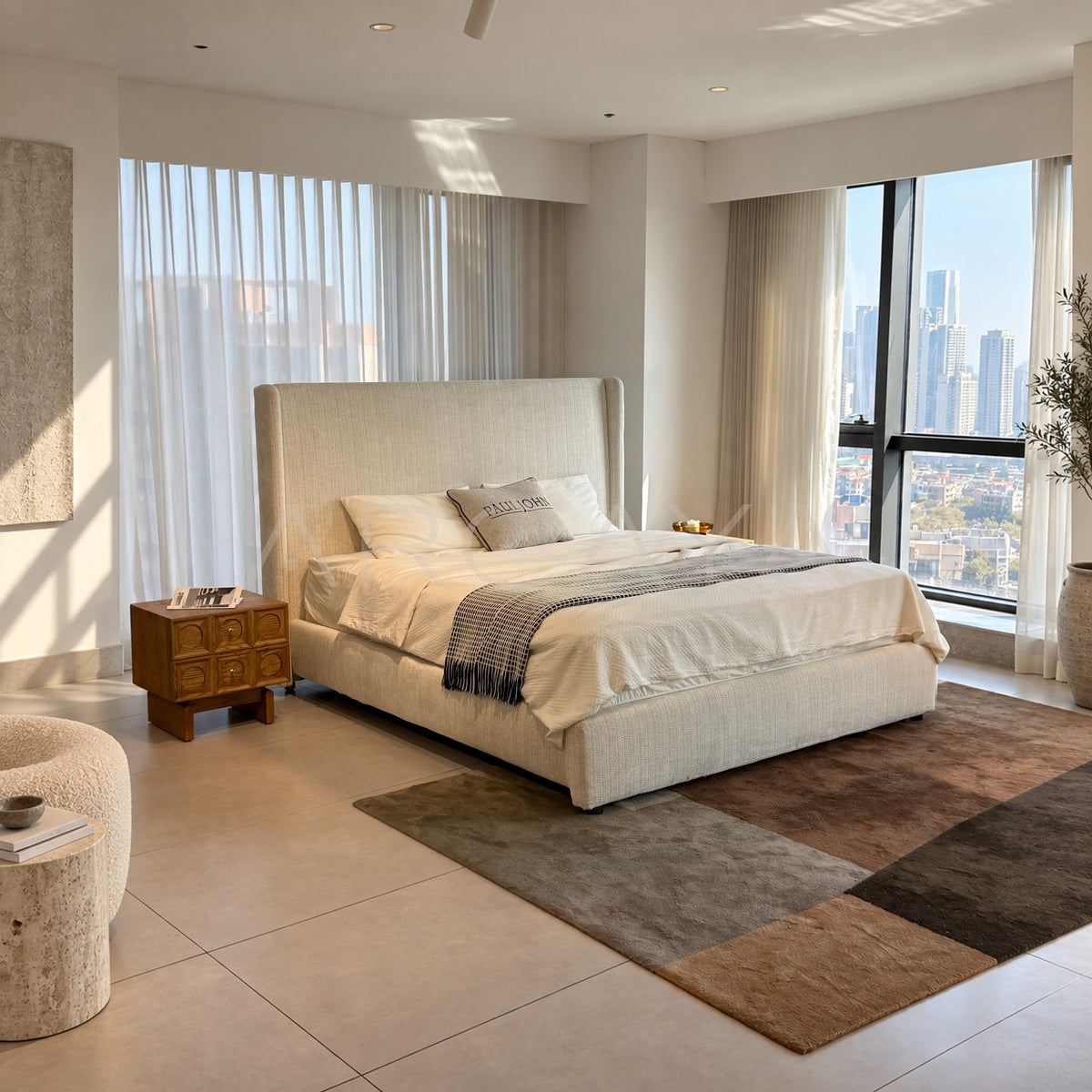 High Headboard Fabric Bed - main
