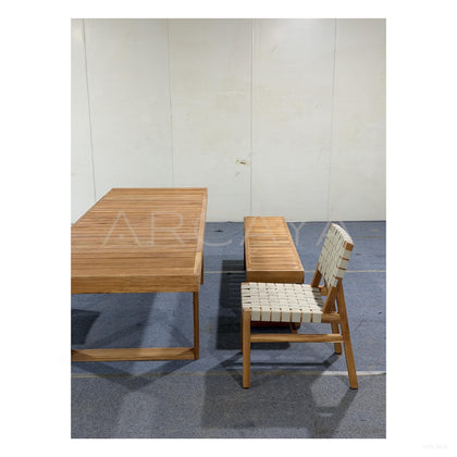 Teak Webbing Outdoor Set - scene