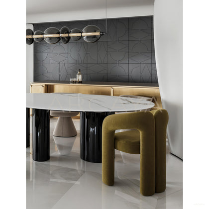 Avocado Green Sculptural Dudet Chair - scene