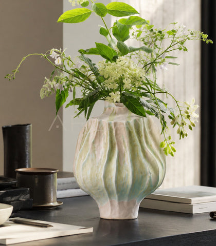 Handmade Pleated Ceramic Vase - scene