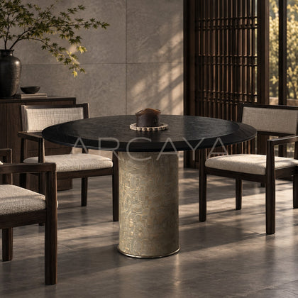 Full Moon Marble Round Dining Table - main