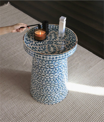 Niche Shell Inlay Mobile Side Table - scene