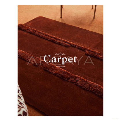 Brick Red Wool Line Rug Dsm P028 C02 - scene