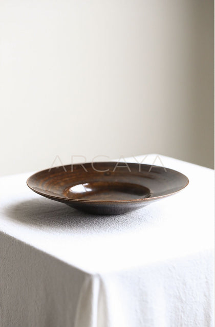 Sunxun Collab Dark Brown Swirl Ceramic Plate - scene