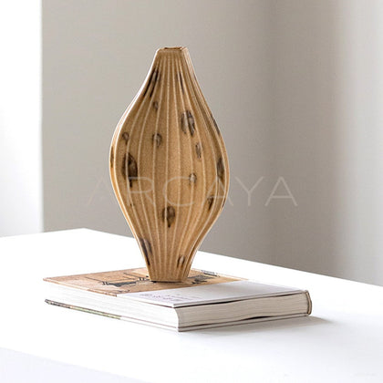 Vintage Ochre Irregular Ceramic Vase - main