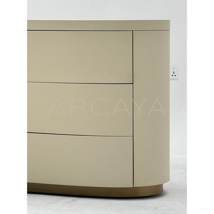 Oval Bulgari Sintered Stone Top Curved Three Drawer Chest - scene