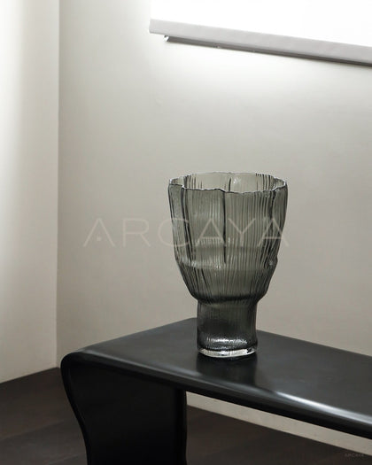 Ribbed Smoked Glass Vase - scene