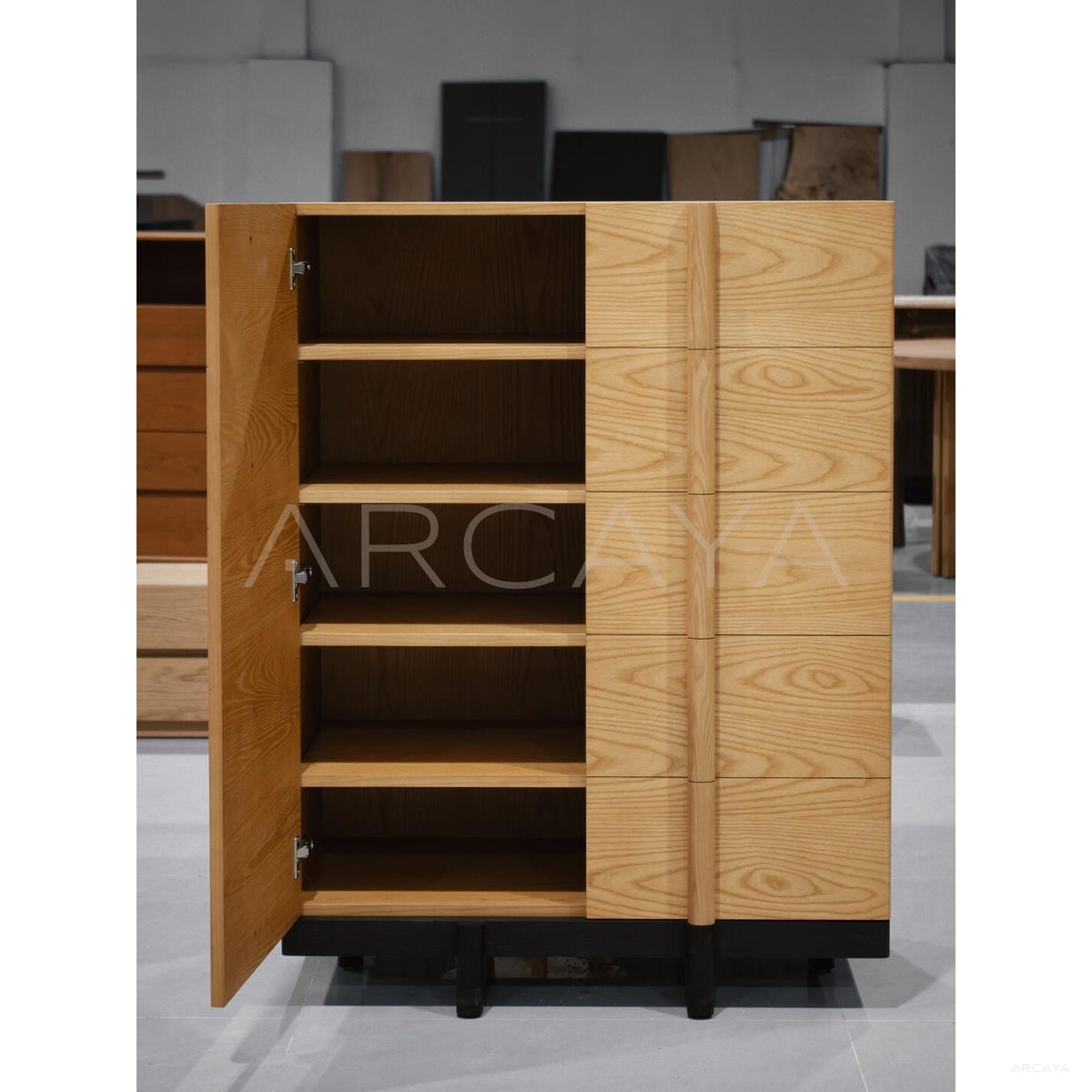 Custom Solid Wood Shoe Cabinet in detail