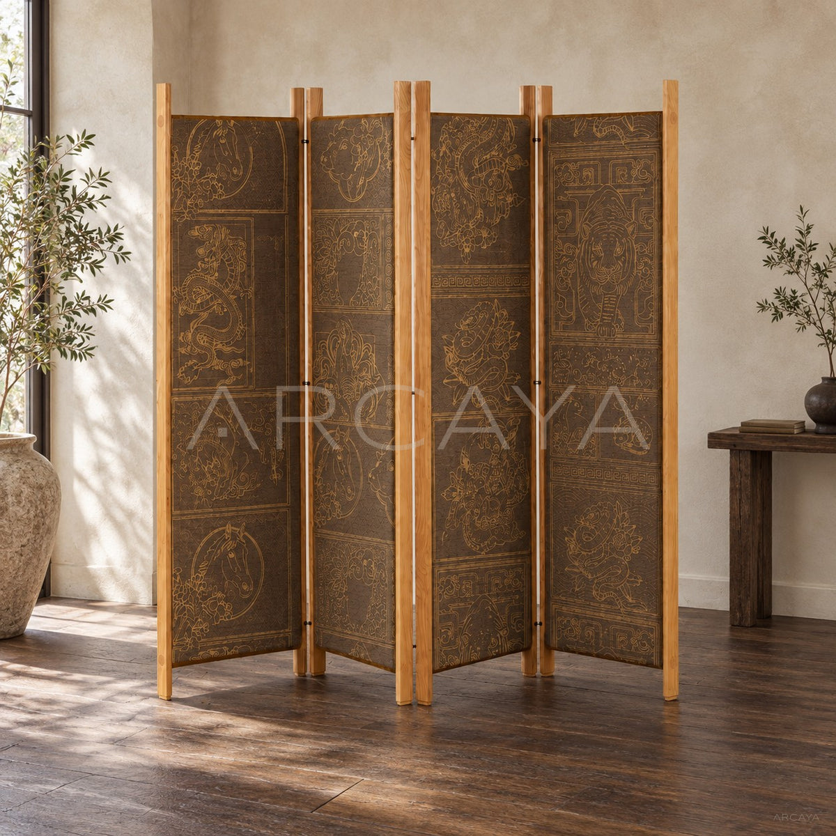 Gilded Carved Wallpaper Folding Screen - main