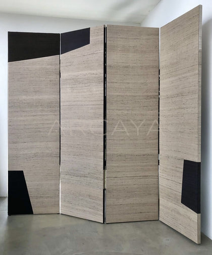 Abstract Geometric Hand Painted Linen Screen - scene