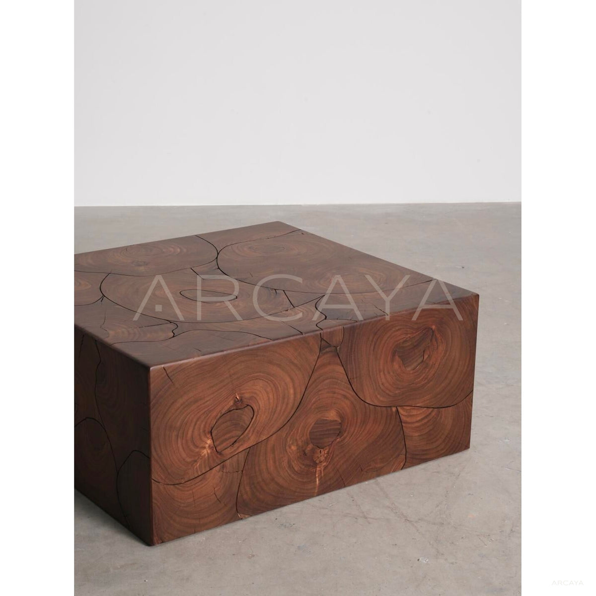Wood Grain Patchwork Art Side Table in detail