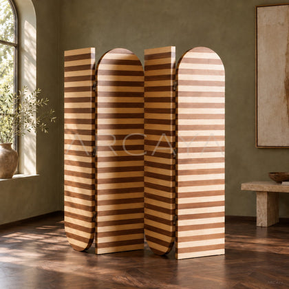 Striped Mid Century Folding Screen - main