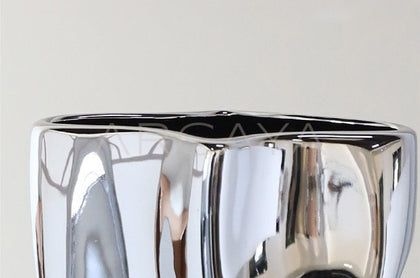 Twisted Pleated Silver Plated Ceramic Vase - scene