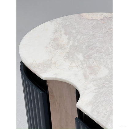 Ink Blue Vertical Lacquer Sideboard Rose Gold - scene