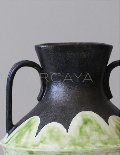 Dadan Double Ear Vintage Stoneware Vase - scene