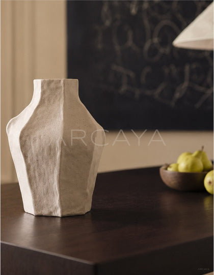 Handmade Irregular Plain White Vase Dining - scene
