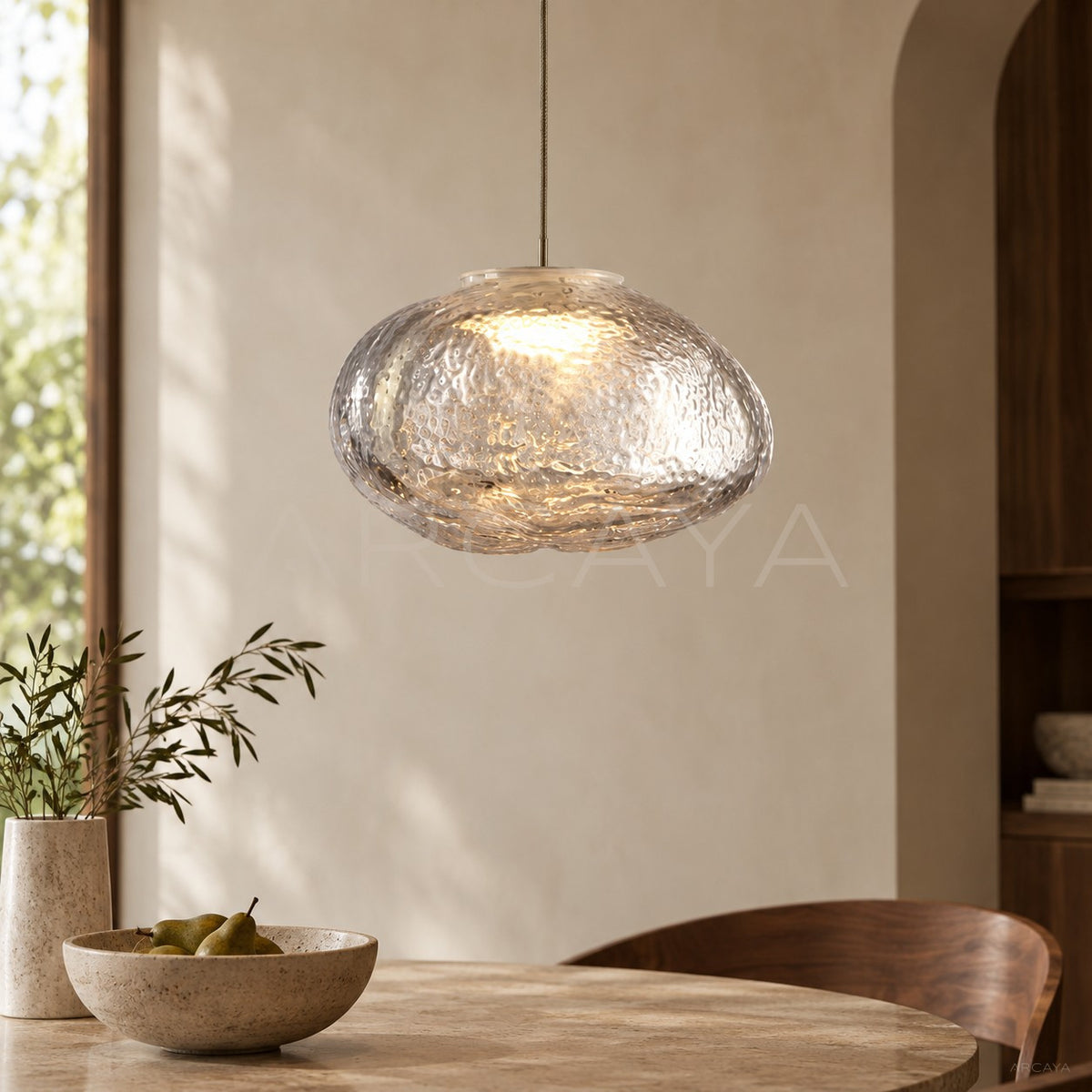 Textured Glass Disc Pendant Light 54103 - main