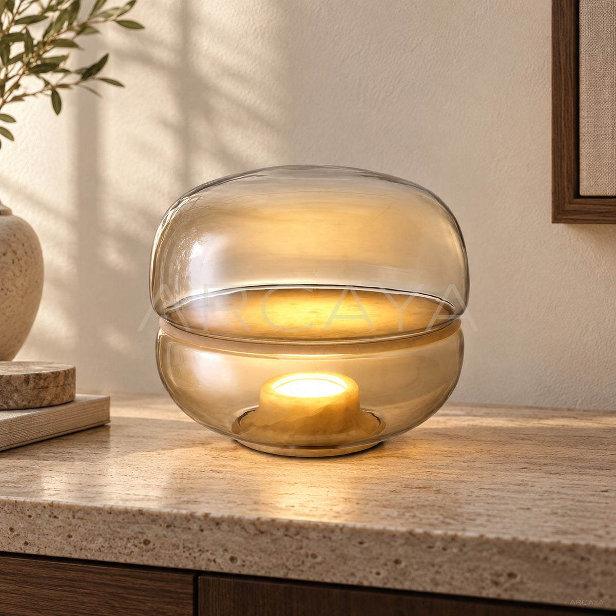 Clear Double Glass Bowl Table Lamp 80529 - main