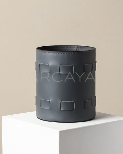 Handwoven Leather Storage Bucket - scene