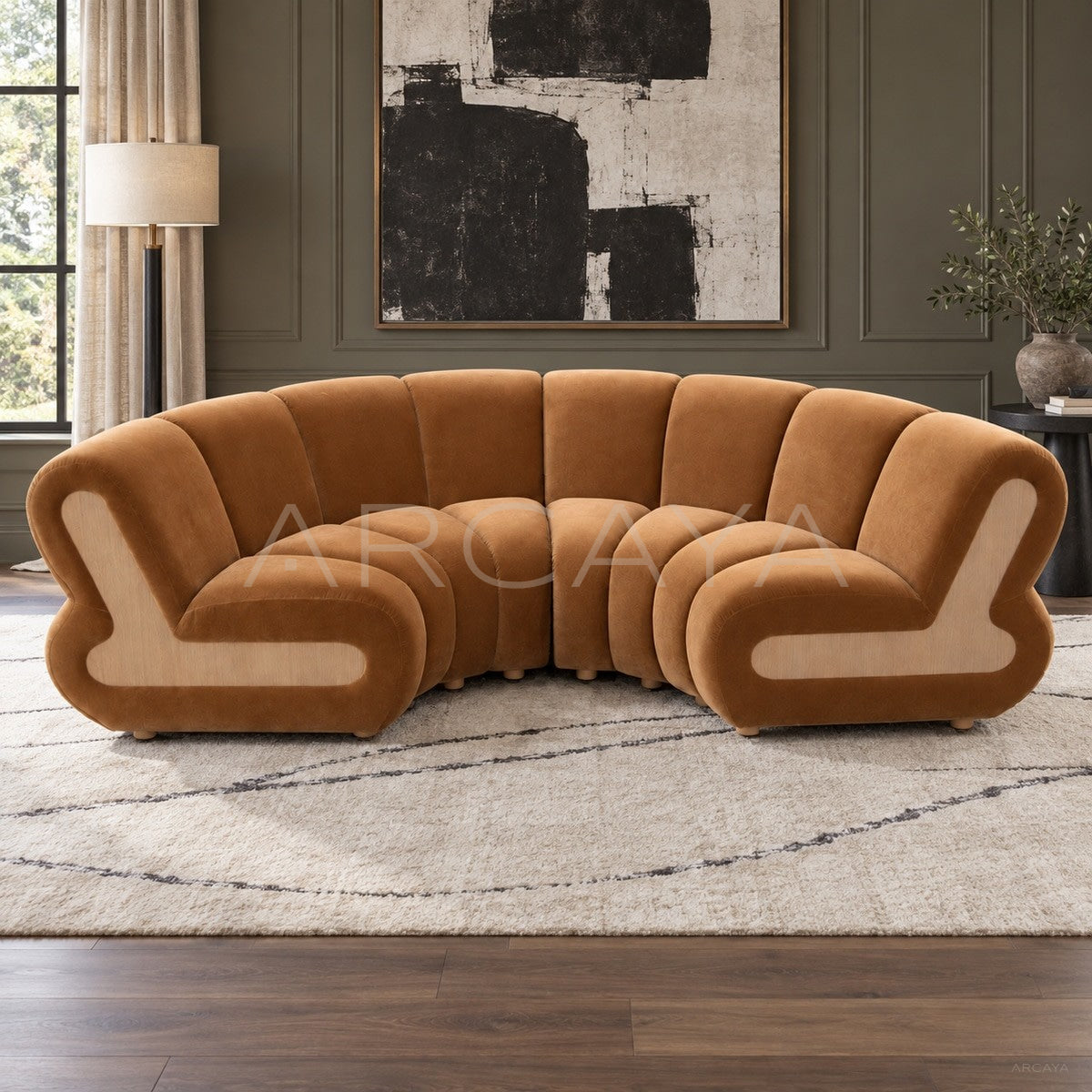French Naturalist Curved Sofa - main