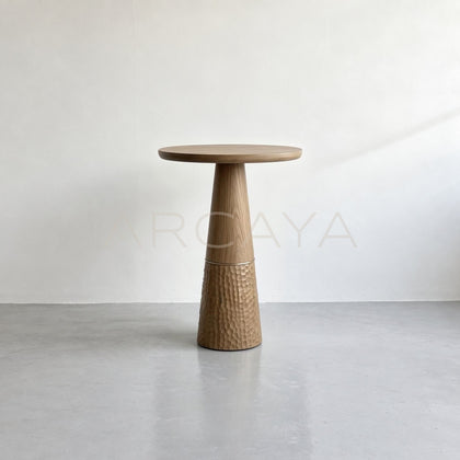 Ash Wood Hammered Side Table - main