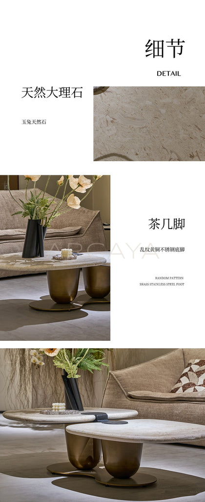 Irregular Symbiotic Travertine Coffee Table - scene
