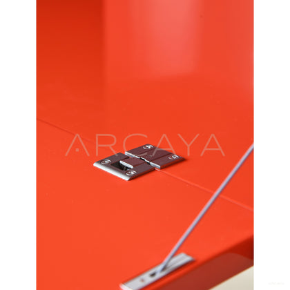 Chinese Red Lacquer Japanese Minimalist Sideboard - scene