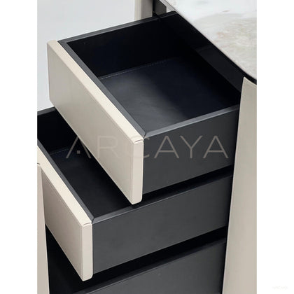 Italian Irregular Stone Leather Executive Desk - scene
