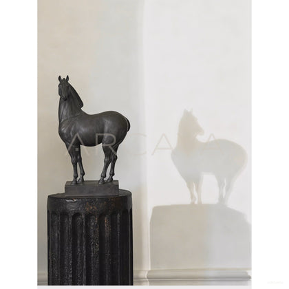Faux Jade Black Horse Sculpture - scene