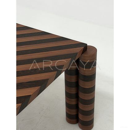 Diagonal Grain Patchwork Dining Table - scene