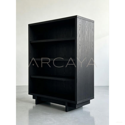Matte Black Oak Bookshelf - scene