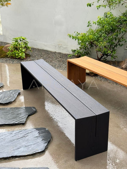 Burmese Teak Two Tone Bench - scene